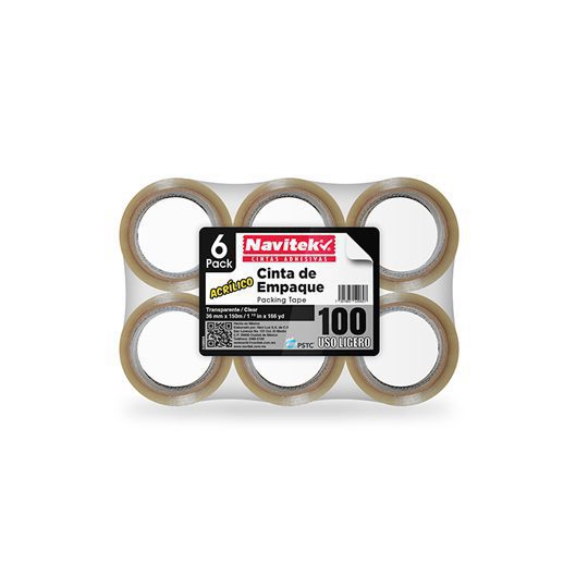 CINTA PARA EMPAQUE MOD 245 ADHES ACRILICO / COLOR CORE NEGRO Navitek 100 Uso Ligero CANELA NATURAL y BLANCO 36X150 mm 924536150 PZAS/ CAJA 48 Piezas por caja - NAVITEK